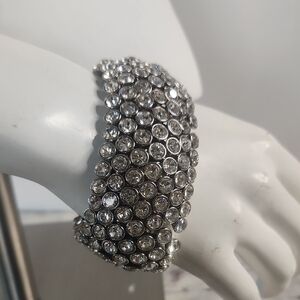 Vintage Crown Royal Rhinestone Heavy Silver Rhinestone Bracelet RARE